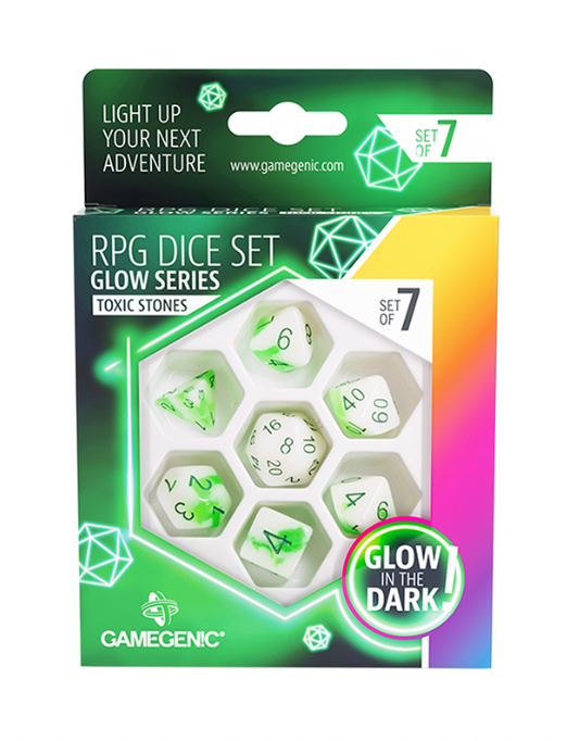 Load image into Gallery viewer, GameGenic RPG Dice Set: Glow Series–Icy Crumbs
