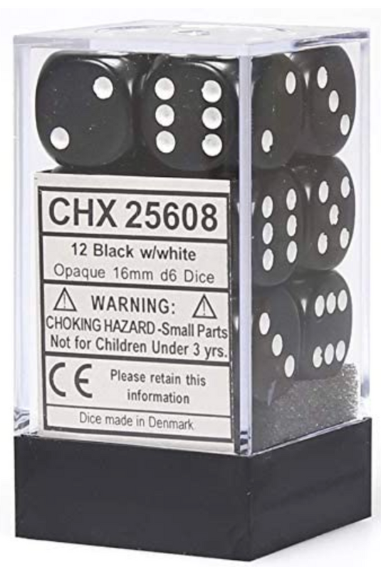 Chessex 16mm D6 12 Die Dice Set