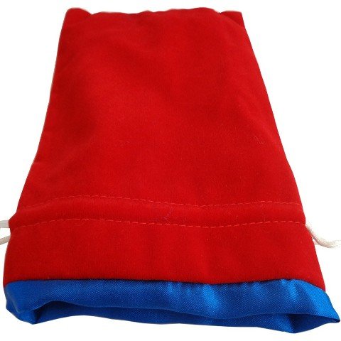 Dice Bag: 6 x 8 Velvet & Satin Dice Bag, Red & Blue Metallic Dice Games