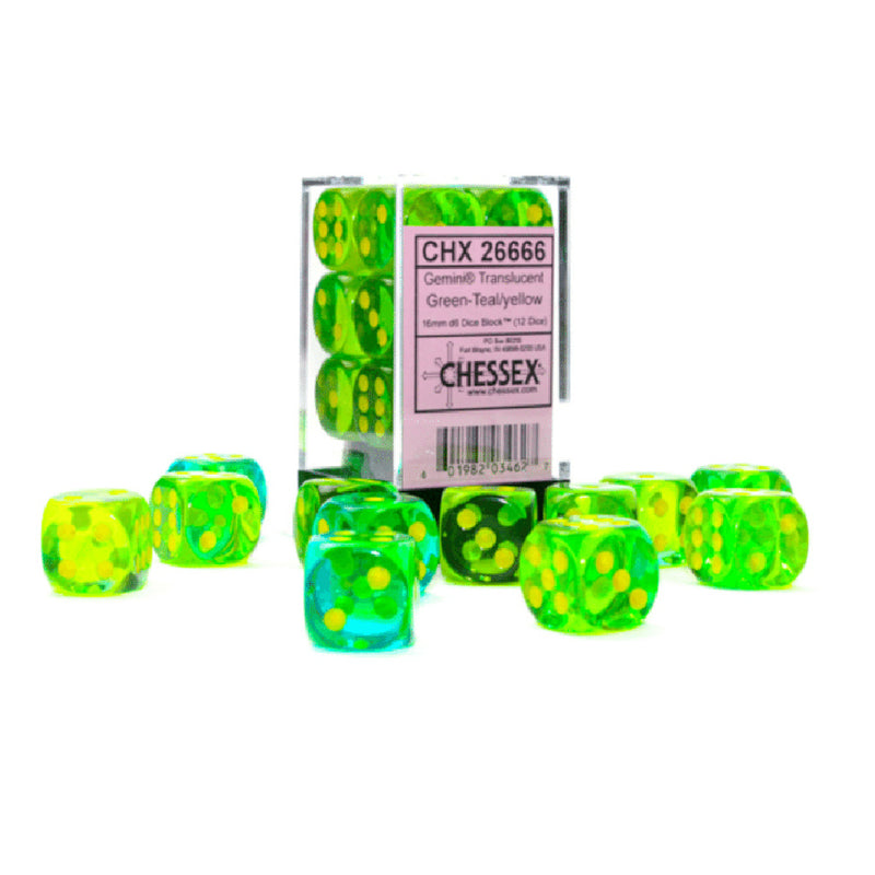 Load image into Gallery viewer, Chessex 16mm D6 12 Die Dice Set
