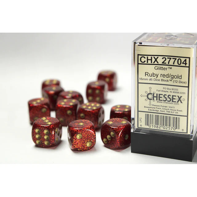 Load image into Gallery viewer, Chessex 16mm D6 12 Die Dice Set
