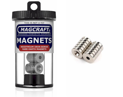 Rare-Earth Ring Magnets, 0.5 in. Outside Diameter x 0.15 in. Inside Diameter x 0.125 in. Thick, S, 12-Count