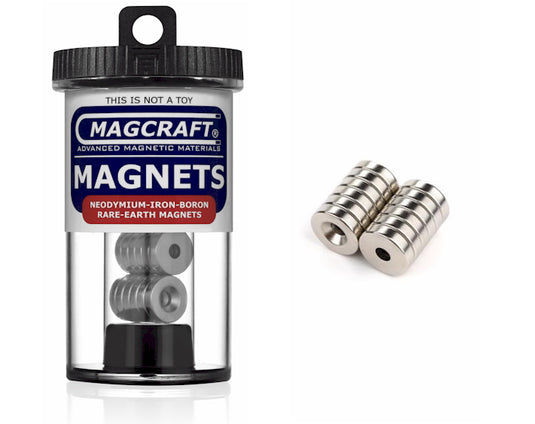 Rare-Earth Ring Magnets, 0.5 in. Outside Diameter x 0.15 in. Inside Diameter x 0.125 in. Thick, N, 12-Count
