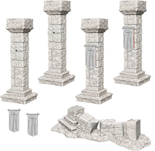 Wizkids Deep Cuts Unpainted Minis: W11 Pillars & Banners