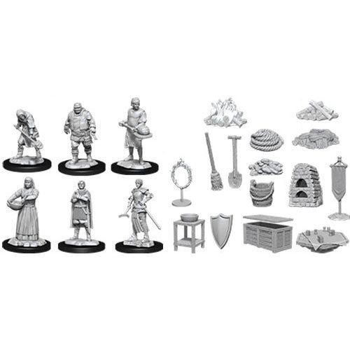 Wizkids Deep Cuts Unpainted Minis: W12 Castle - Kingdom Retainers